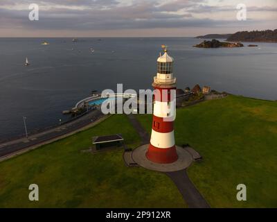 Smeaton's Tower, Plymouth, Devon Luftpanorama-Foto Stockfoto