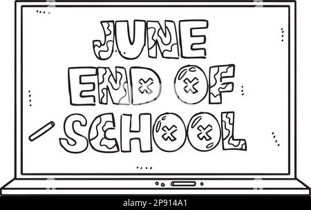 Isolierte Malseite für Kinder am Ende der Schule Stock Vektor