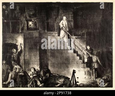 Mord an Edith Cavell (aus der Serie Krieg), Lithografiedruck von George Bellows, 1918 Stockfoto