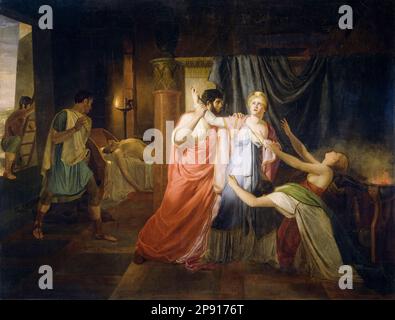 Proculeius hindert Cleopatra daran, sich selbst zu erstechen, und malt in Öl auf Leinwand von Joannes Echarius Carolus Alberti, 1810 Stockfoto