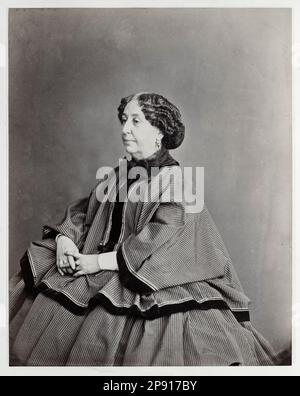 George Sand (1804-1876), französischer Schriftsteller, Memoirist und Journalist, Porträtfotografiealbumen-Druck von Nadar, 1864 Stockfoto