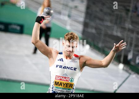 Istanbul, Türkei, 4. März 2023. Kevin Mayer aus Frankreich tritt im Shot Put Men Heptathlon an der Europameisterschaft der Leichtathletik 2023 - Tag 2 in der Atakoy Arena in Istanbul, Türkei, an. 4. März 2023. Kredit: Nikola Krstic/Alamy Stockfoto