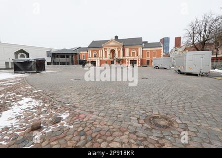 Klaipeda-Theater am Theaterplatz. Neoklassizistisch erbaut im Jahr 1857. Aus diesem Gebäude hat Adolf Hitler 1939 den Anschluss proklamiert Stockfoto