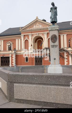 Klaipeda-Theater am Theaterplatz. Neoklassizistisch erbaut im Jahr 1857. Aus diesem Gebäude hat Adolf Hitler 1939 den Anschluss proklamiert Stockfoto