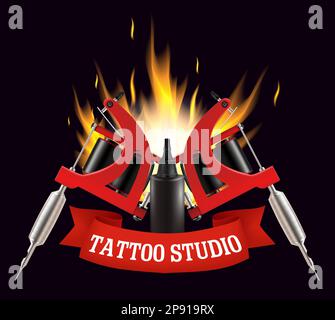 Label für Tattoo Studio, Emblem, Logo-Vektorvorlage Stock Vektor