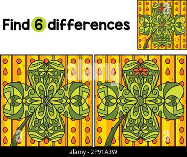 Shamrock Mandala Finde Die Unterschiede Stock Vektor