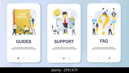 Vektorvorlage für Onboarding-Bildschirme der mobilen App für Benutzerinformationen Stock Vektor
