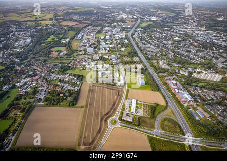 Luftaufnahme der TZDO - TechnologieZentrumDortmund GmbH, Dortmund University of Technology Campus North im Oespel District in Dortmund, Ruhrgebiet, Norden Stockfoto