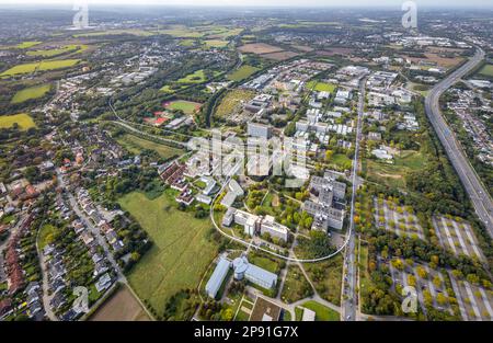 TZDO - TechnologieZentrumDortmund GmbH, Dortmund University of Technology Campus North und Campus South im Bezirk Oespel in Dortm aus der Vogelperspektive Stockfoto