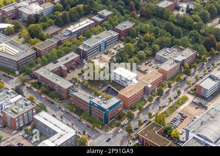 Luftaufnahme der TZDO - TechnologieZentrumDortmund GmbH, Dortmunder University of Technology Campus North mit dem Technologiepark Emil-Figge-Straße Corne Stockfoto