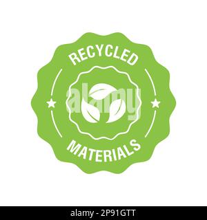 Vektorsymbol, Logo, Logo oder Etikett aus recycelten Materialien. Vektordarstellung Stock Vektor