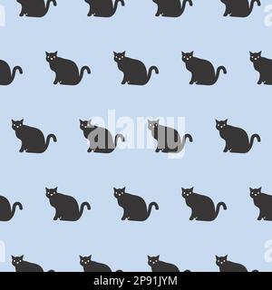 Nahtloses Muster mit handgezeichneten Katzen und Herzen Stock Vektor