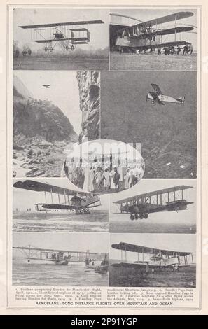 Flugzeug - Langstreckenflüge über Berge und Meer. Stockfoto