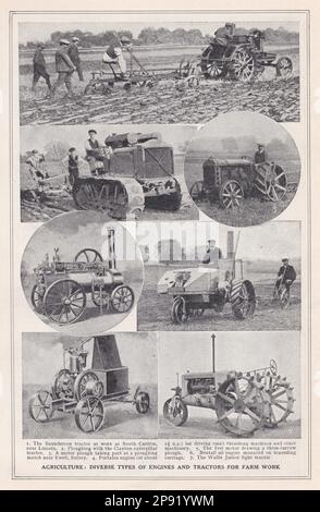 Landwirtschaft – verschiedene Arten von Motoren und Traktoren für landwirtschaftliche Arbeiten. Stockfoto