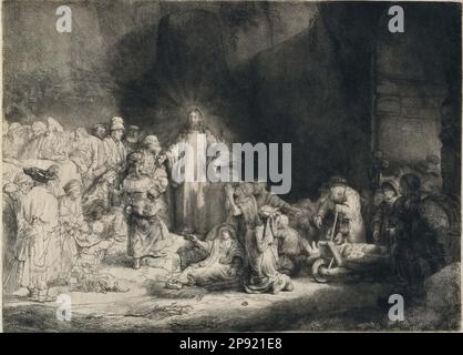 Christus predigt (The 100 Guilder Print), etwa 1649 von Rembrandt Stockfoto