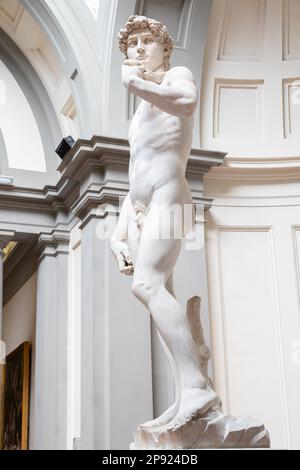 Florenz, Italien - ca. August 2021: David-Skulptur von Michelangelo Buonarroti. Das Meisterwerk der Renaissance-Kunst Stockfoto