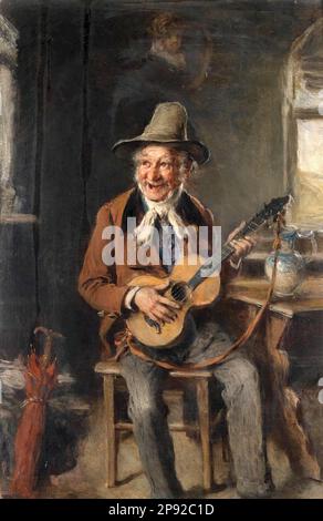 Kern Hermann - A lantos - Magyar Iskola - XIX - Kern Hermann - der Lute-Spieler - Ungarische Schule - 19. Jahrhundert Stockfoto