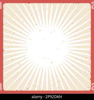 Schablone mit radialem Effekt und erodiertem rosafarbenem Rahmen. Design in flachen Farben und Retro-Style. Stock Vektor