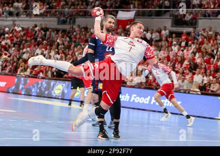 Danzig, Polen. 08. März 2023. Patryk Walczak in Aktion während der 2. Phase des EHF 2024 Qualifikationsspiels zwischen Polen und Frankreich in der Ergo Arena. (Endstand: Polen 28:38 Frankreich). Kredit: SOPA Images Limited/Alamy Live News Stockfoto