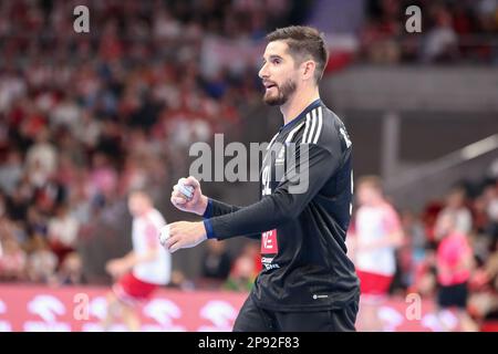 Danzig, Polen. 08. März 2023. Remi Desbonnet in der 2. Phase des EHF 2024 Qualifikationsspiels zwischen Polen und Frankreich in der Ergo Arena. (Endstand: Polen 28:38 Frankreich). Kredit: SOPA Images Limited/Alamy Live News Stockfoto