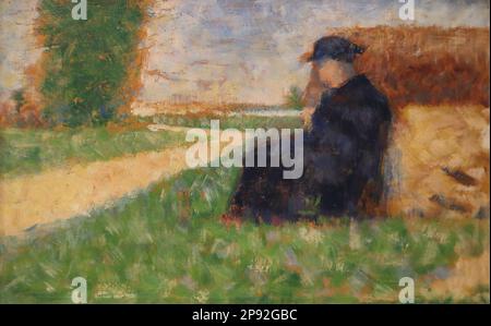 Gestalt in einer Landschaft bei Barbizon (Figur in einer Landschaft bei Barbizon) des französischen postimpressionistischen Malers Georges Seurat im Wallraf-Richartz-Museum, Köln Stockfoto