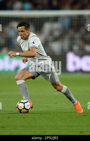 Alexis Sanchez von Manchester United - West Ham United gegen Manchester United, Premier League, London Stadium, London - 10. Mai 2018. Stockfoto