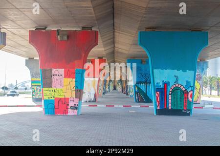 Städtische Kunstgalerie unter der Brücke der Avenue of the Republic, Tunis, Tunesien Stockfoto