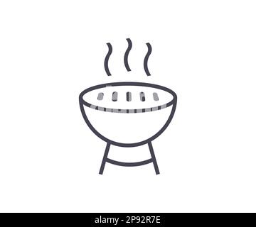 Grilllinien-Symbol. Isoliertes Zeichen auf weißem Hintergrund. Grillzeit, Grillparty. Dünnes, lineares Symbolvektordesign und Illustration. Stock Vektor