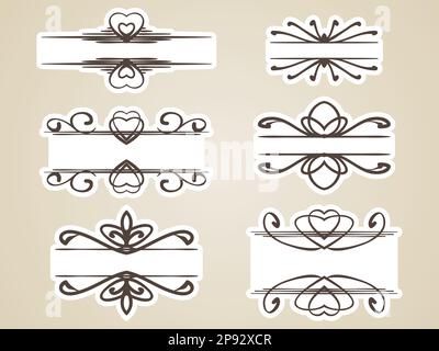 Kalligrafisches Rahmenelement für Schlagzeilen, Vektorset Stock Vektor