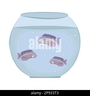 Drei Fische in einem Aquarium, farbenfrohe Illustration Stock Vektor