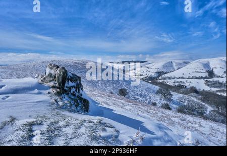 Eiskruste auf Ragleth Hill, Church Stretton, Shropshire Stockfoto