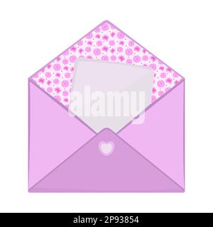 Ein rosafarbener Umschlag mit einem Brief Stock Vektor