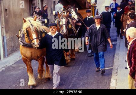 "Festa Dels Traginers´, fest der Muleteer in Balsareny. Comarca del Bages. Eix del Llobregat, Katalonien, Spanien. Stockfoto