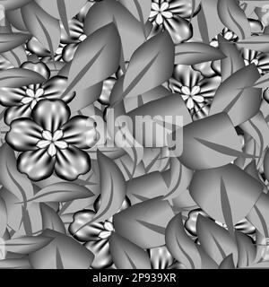 „Iron Flowers and Leaves“ (eiserne Blumen und Blätter) – Hintergrund mit nahtlosem Muster Stock Vektor