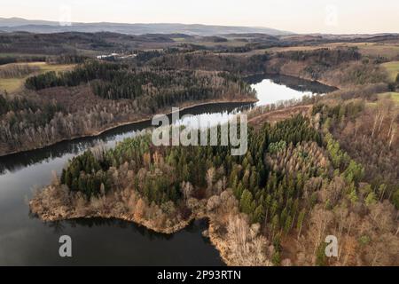 Europa, Polen, Niederschlesien, Pilchowice-Staudamm, Bobertalsperre Stockfoto