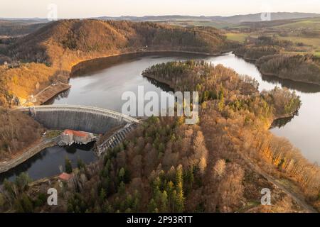 Europa, Polen, Niederschlesien, Pilchowice-Staudamm, Bobertalsperre Mauer Stockfoto