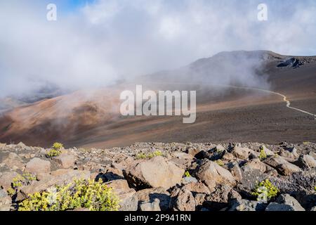 Wanderweg auf dem Haleakala, Haleakala National Park, Maui, Hawaii, USA, Polynesien, Ozeanien Stockfoto