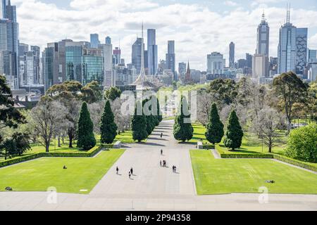 Blick vom Schrein der Erinnerung über Melbourne, Victoria, Australien Stockfoto