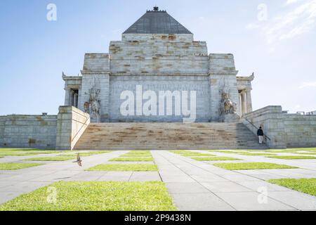 Seitenansicht des Schreins der Erinnerung, Melbourne, Victoria, Australien Stockfoto