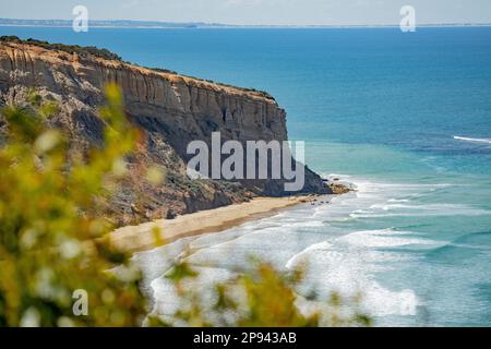 Blick vom Aussichtspunkt auf den Koorie Cultural Walk am Addiscot Beach, Bells Beach, Great Ocean Road, Victoria, Australien Stockfoto