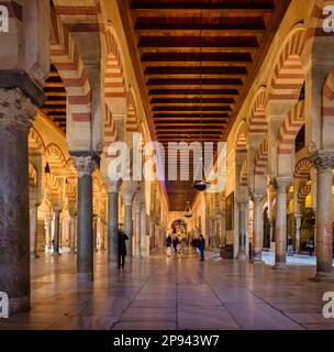 Innenseite der Großen Moschee von Cordoba oder La Mezquita, Cordoba, Provinz Cordoba, Andalusien, Südspanien. Das historische Zentrum von Cordoba ist eine UNI Stockfoto