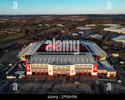 Allgemeiner Blick auf das bet365. Stadion vor dem Sky Bet Championship-Spiel Stoke City vs Blackburn Rovers im bet365 Stadium, Stoke-on-Trent, Großbritannien, 10. März 2023 (Foto: Ben Roberts/News Images) Stockfoto