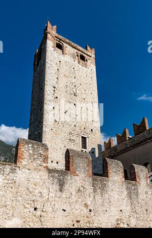 Turm, Schloss Scaligero, Castello Scaligero, erbaut 1620, Malcesine, Gardasee, Italien, Europa Stockfoto