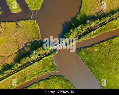 Verlassene Shore Line Tressel & Marsh Stockfoto