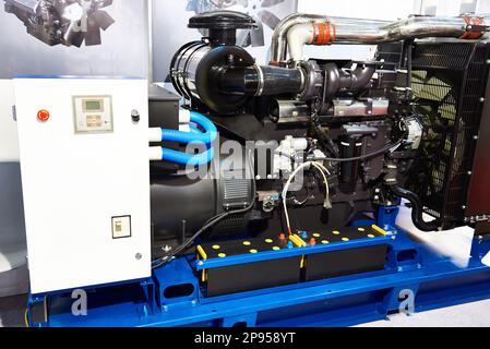 Dieselmotorgenerator auf einer Ausstellung Stockfoto