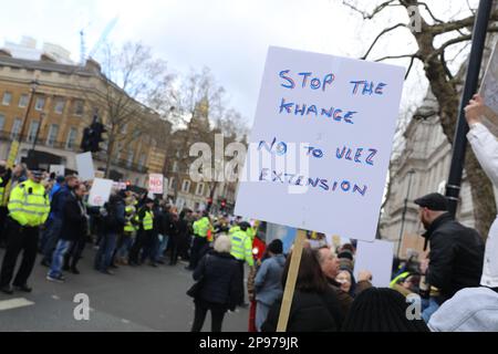 Proteste in London gegen die geplante ULEZ-Erweiterung Stockfoto