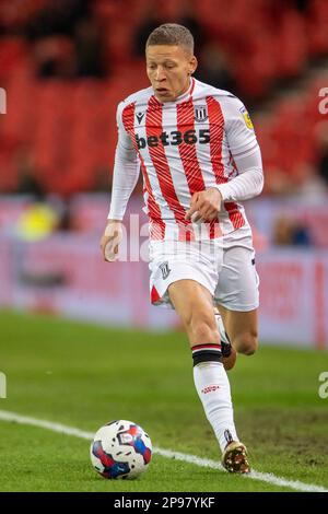 10. März 2023; bet365 Stadium, Stoke, Staffordshire, England; EFL Championship Football, Stoke City gegen Blackburn Rover; Dwight Gayle von Stoke City Stockfoto