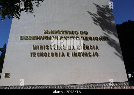 Brasília, Federal District, Brasilien – 03052023: Brasilianisches Ministerium für regionale Entwicklung Brasiliens. Ministerium für Wissenschaft, Technologie und Innovation. Stockfoto