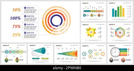 Collage kreativer Infografiediagramme mit geometrischen Elementen Stock Vektor