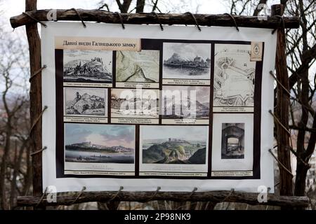 REGION IVANO-FRANKIWSK, UKRAINE – Fotos neben der Burg Halytskyi, einem architektonischen Denkmal von nationaler Bedeutung, Halych, Iwano-Frankiwsk, Iwano-Frankiwsk, Westukraine. Stockfoto